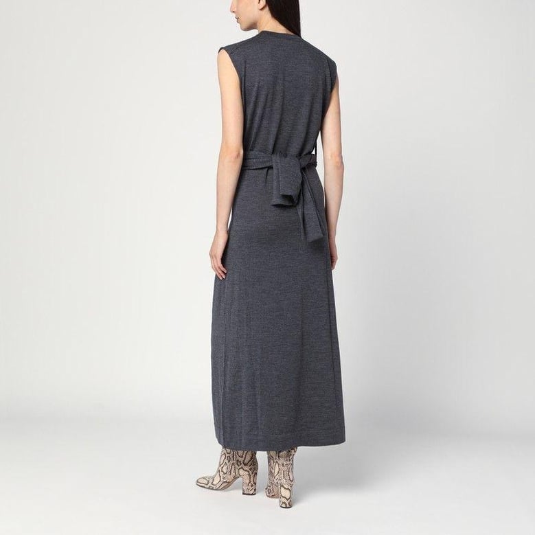 gray dress in wool with crossover detail by Selfnex