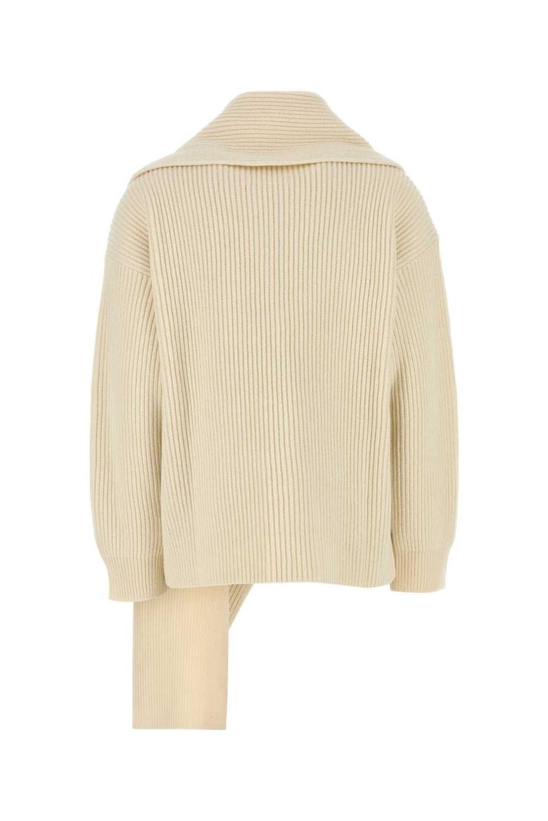 ivory sweater in wool with scarf by Selfnex
