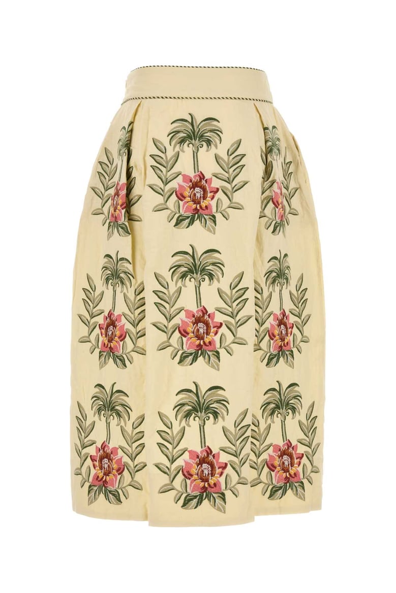 cream linen blend skirt by Selfnex