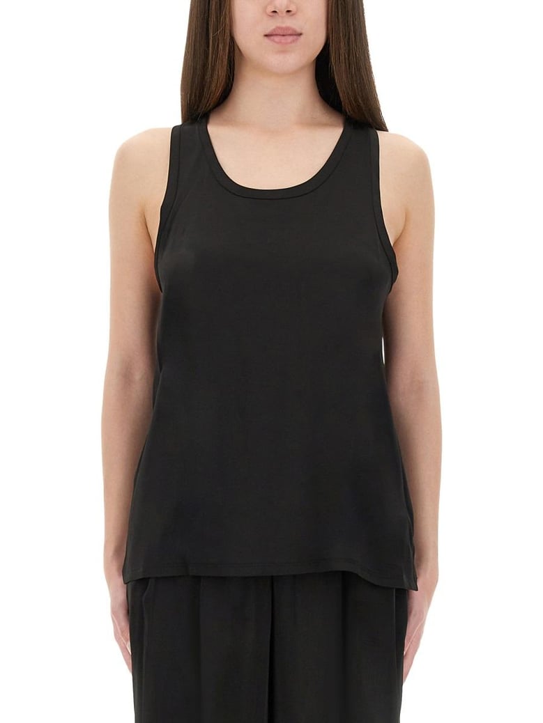 black recycled polyester tops by Selfnex