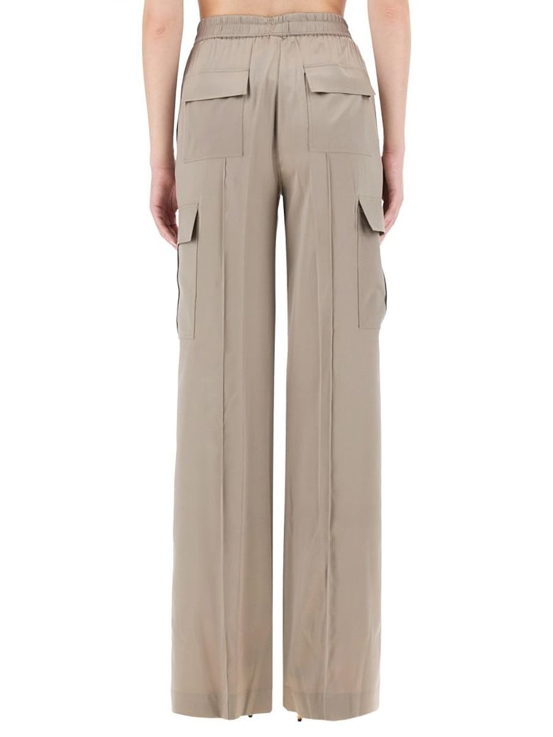 beige silk blend trousers by Selfnex