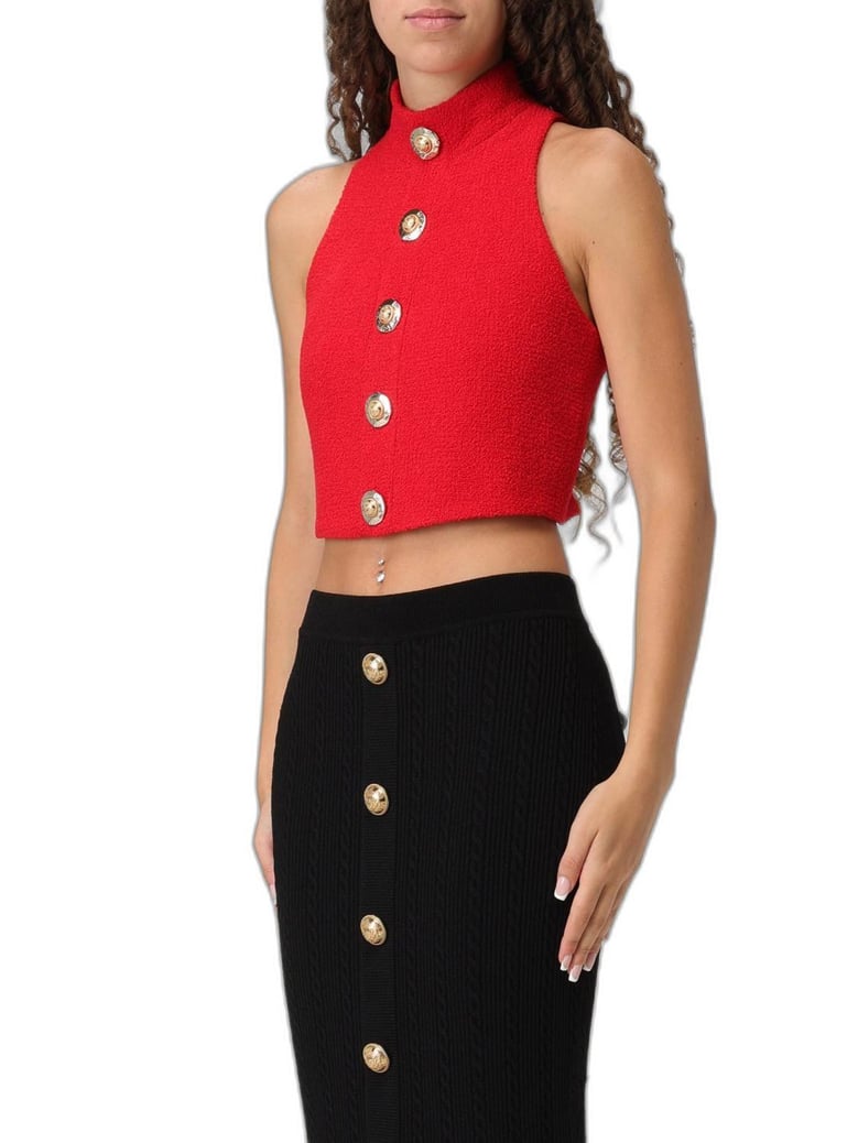 red wool blend tops by Selfnex