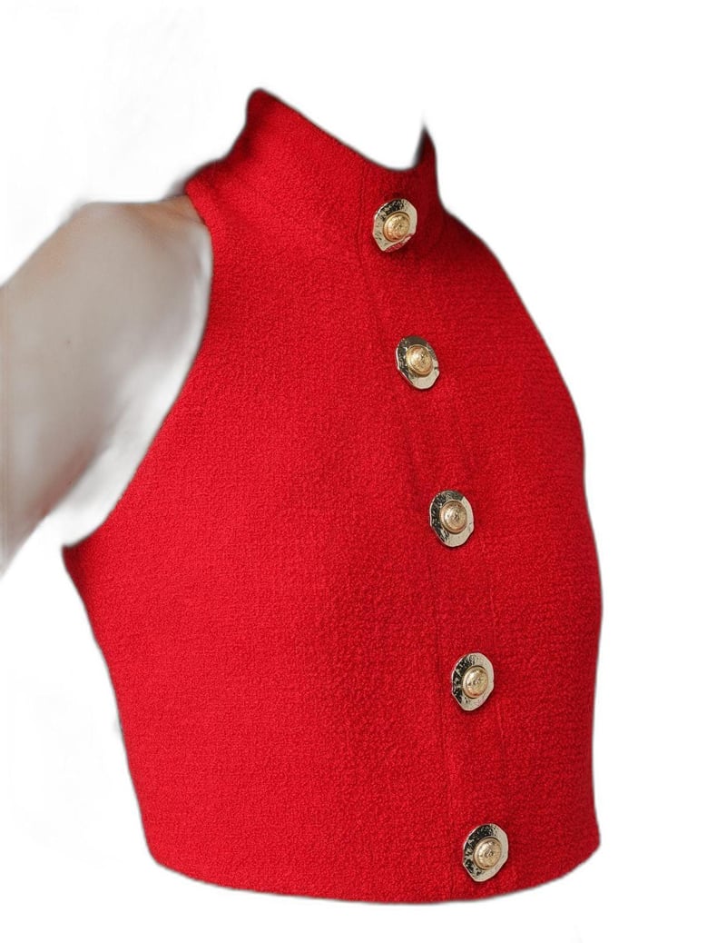 red wool blend tops by Selfnex