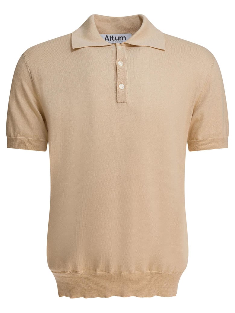 beige cotton polo shirt by Selfnex