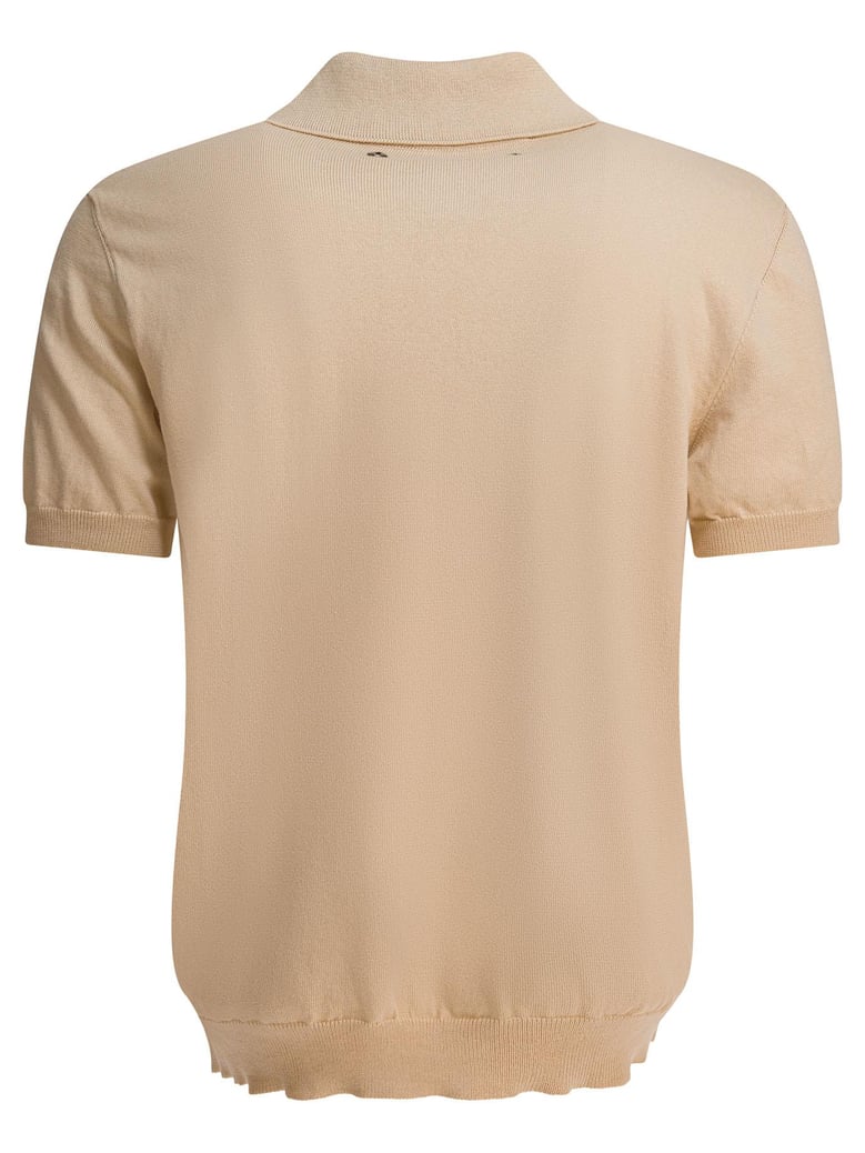 beige cotton polo shirt by Selfnex
