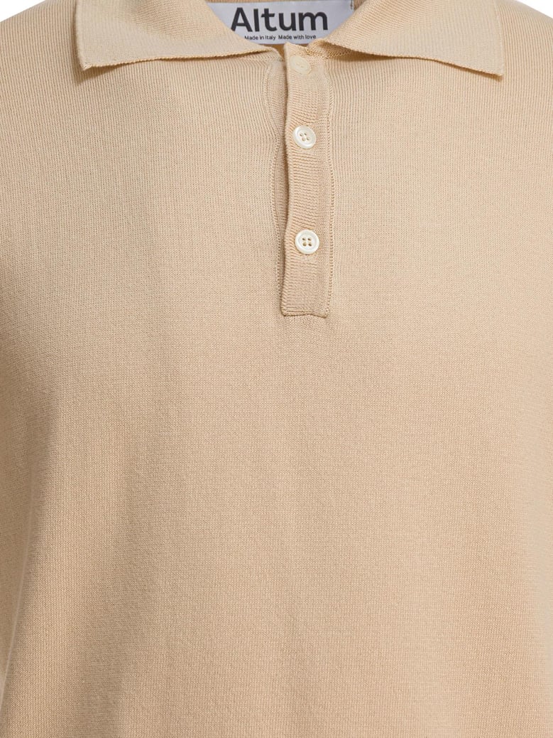 beige cotton polo shirt by Selfnex