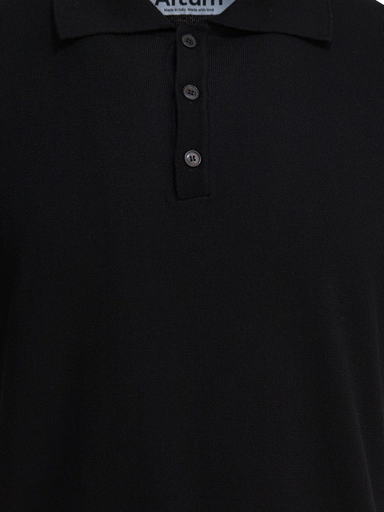 black cotton polo shirt by Selfnex