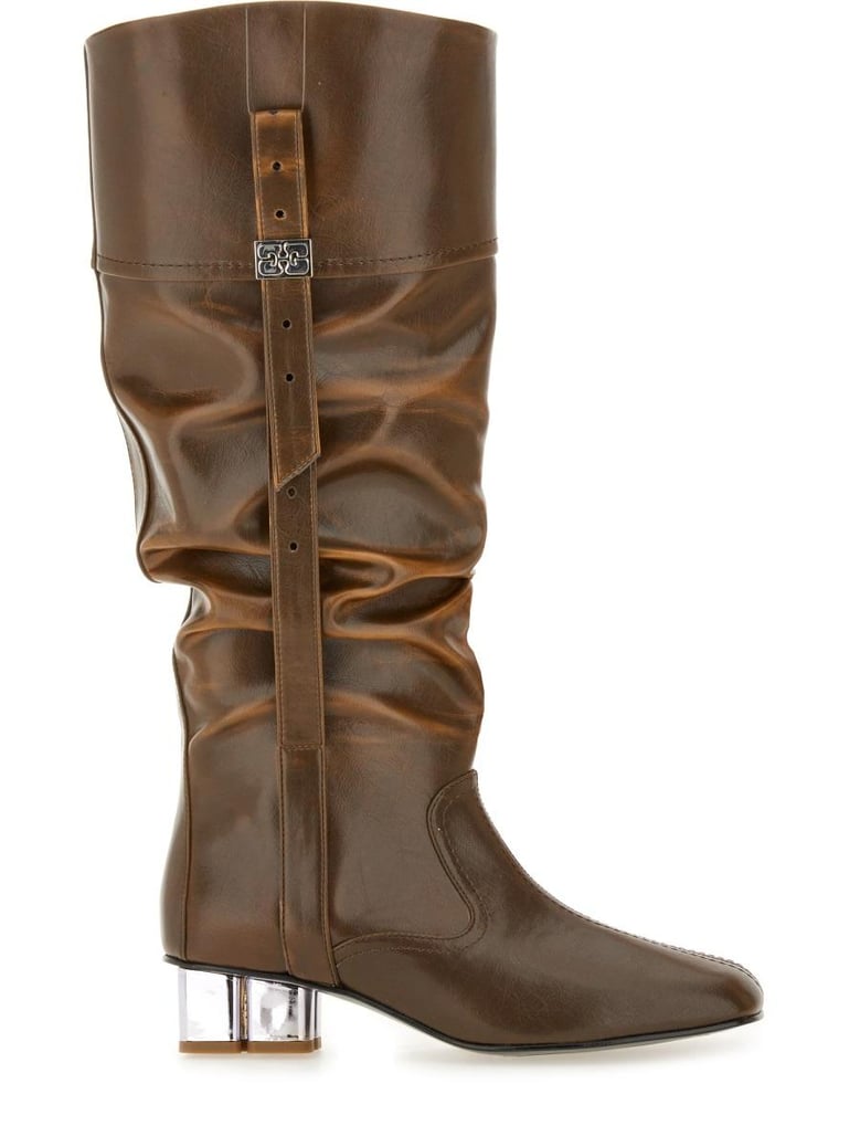 black polyurethane boots by Selfnex