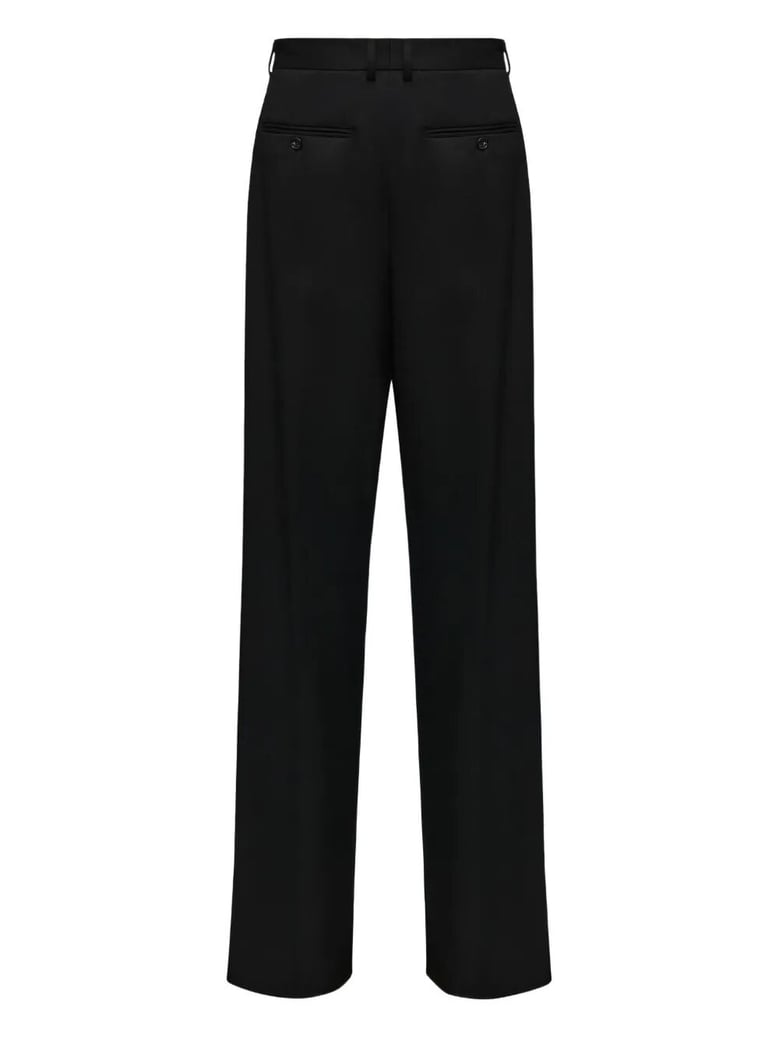 black polyester virgin wool elastane spandex pants by Selfnex