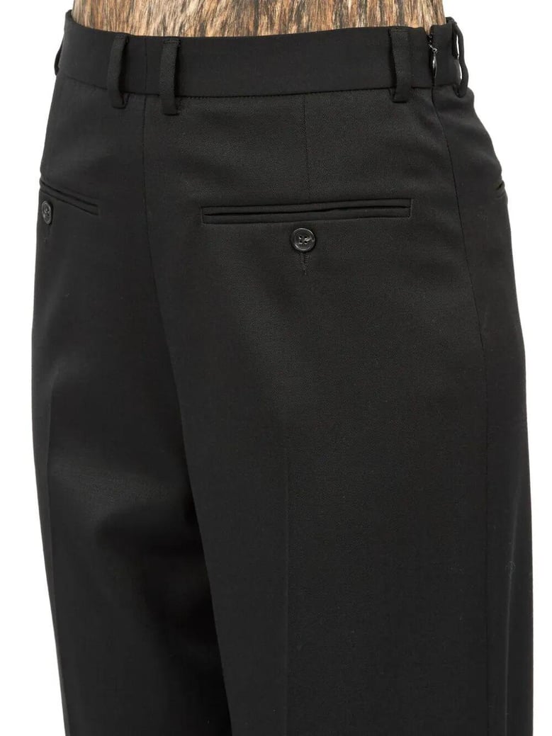 black polyester virgin wool elastane spandex pants by Selfnex