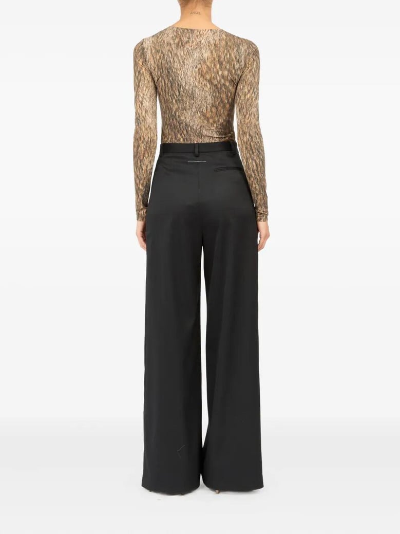 black satin palazzo pants by Selfnex