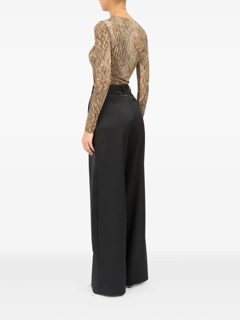 black satin palazzo pants by Selfnex