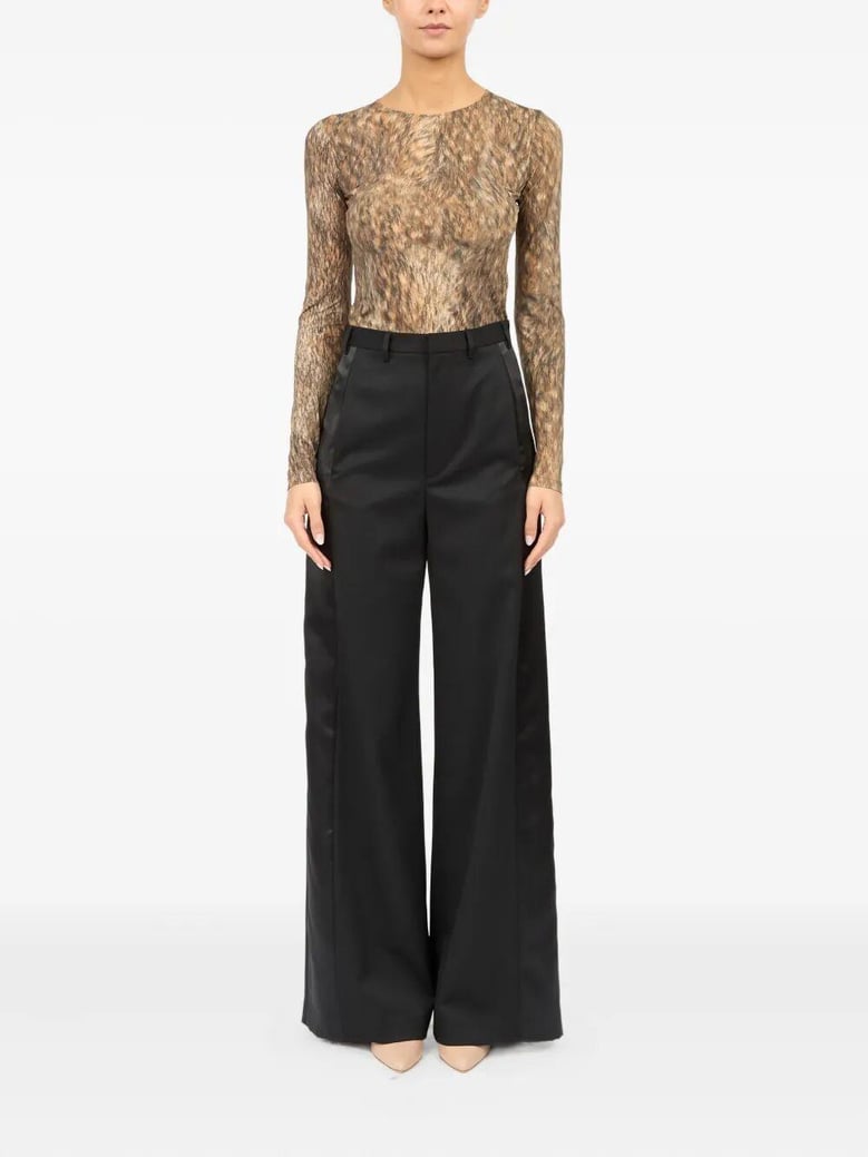 black satin palazzo pants by Selfnex