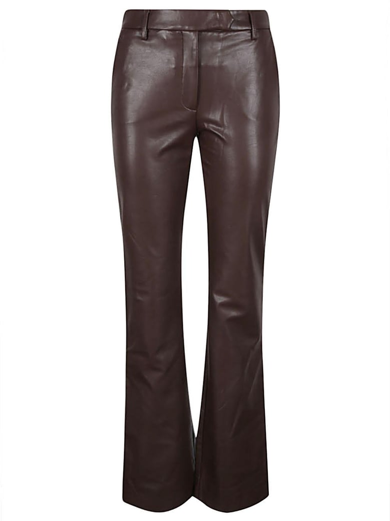faux leather flared trousers by Selfnex