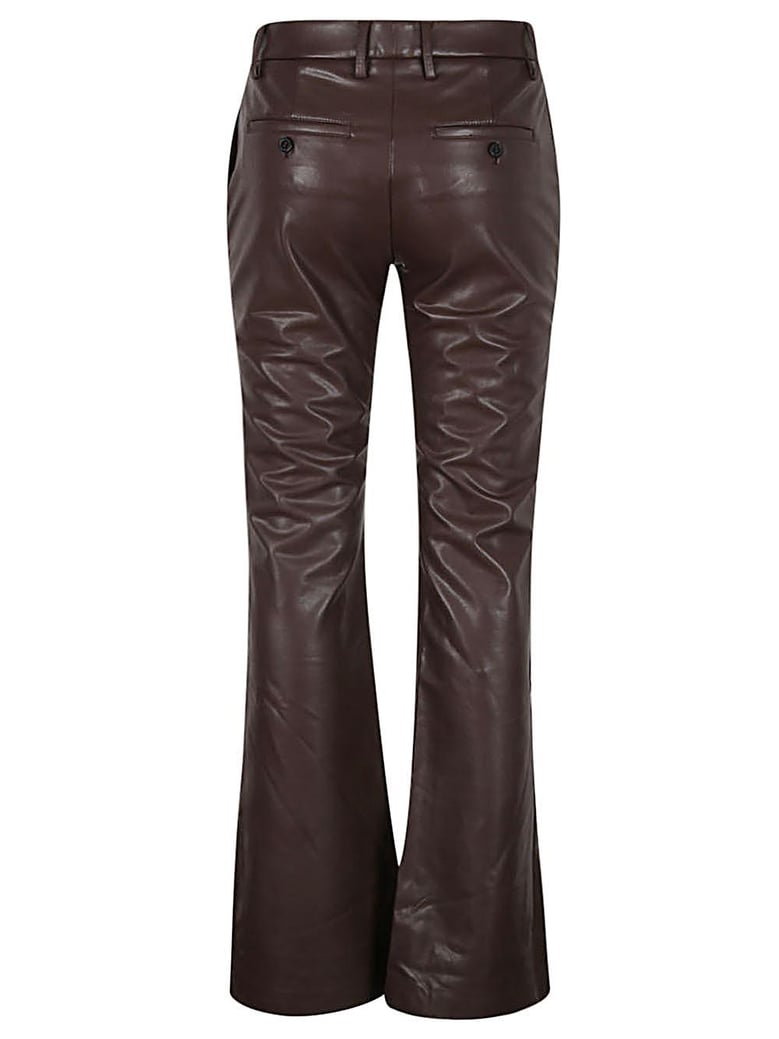 faux leather flared trousers by Selfnex