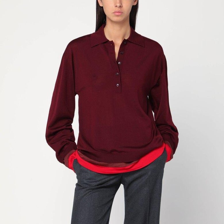 layered bordeaux wool polo by Selfnex