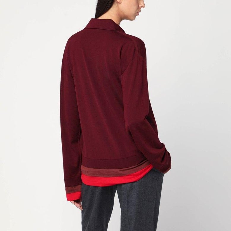 layered bordeaux wool polo by Selfnex