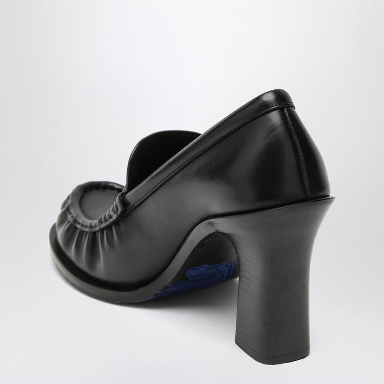 cadet black leather loafers with heel by Selfnex