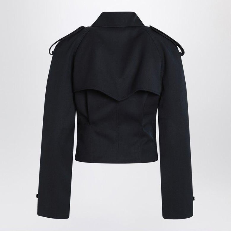 midnight blue wool trench coat by Selfnex