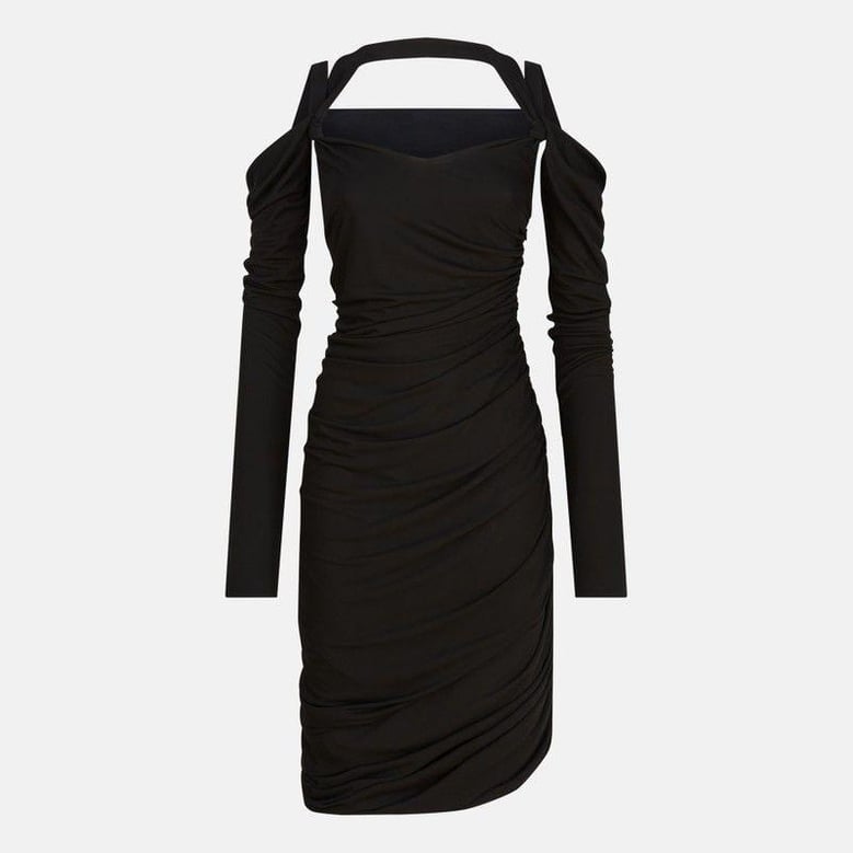 black midi dress in viscose crêpe by Selfnex