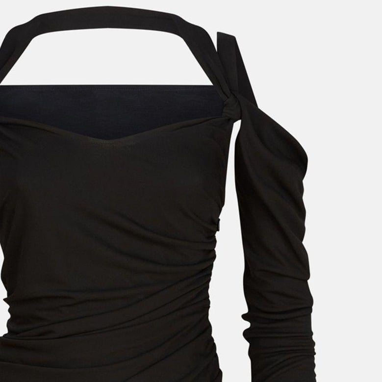 black midi dress in viscose crêpe by Selfnex
