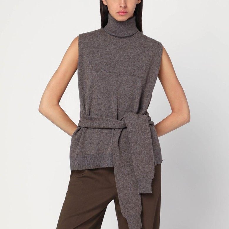 double-layer taupe mélange sweater by Selfnex