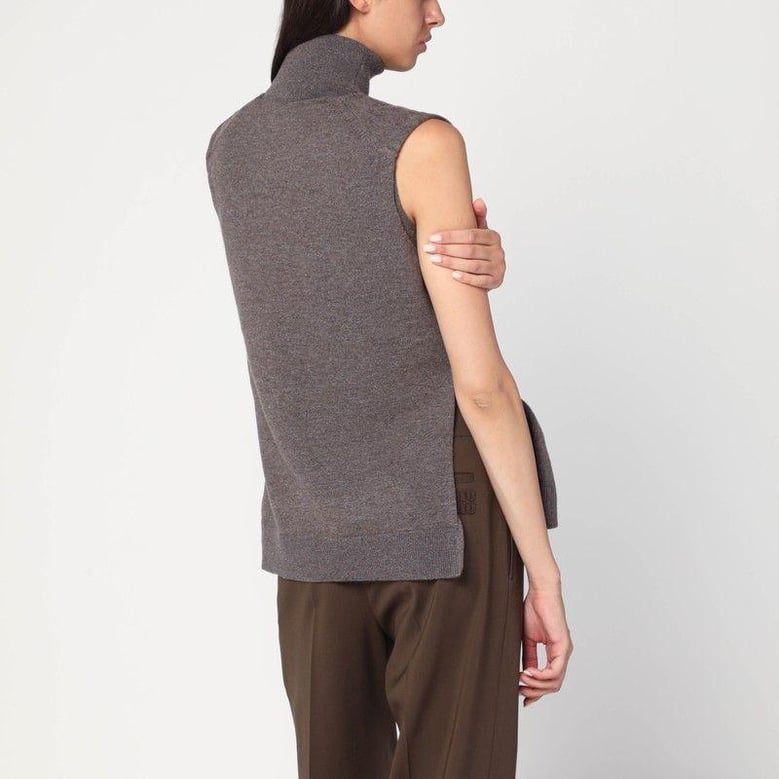 double-layer taupe mélange sweater by Selfnex