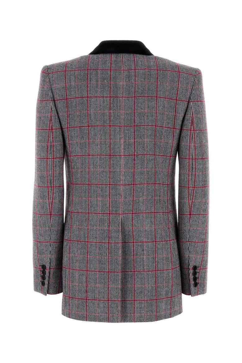black/white checkered wool double-breasted blazer by Selfnex