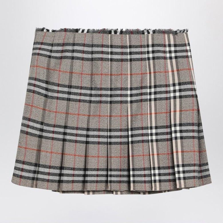 grey wool kilt skirt with check pattern by Selfnex