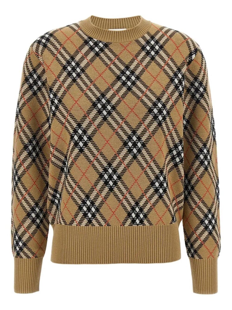 check-pattern wool sweater by Selfnex