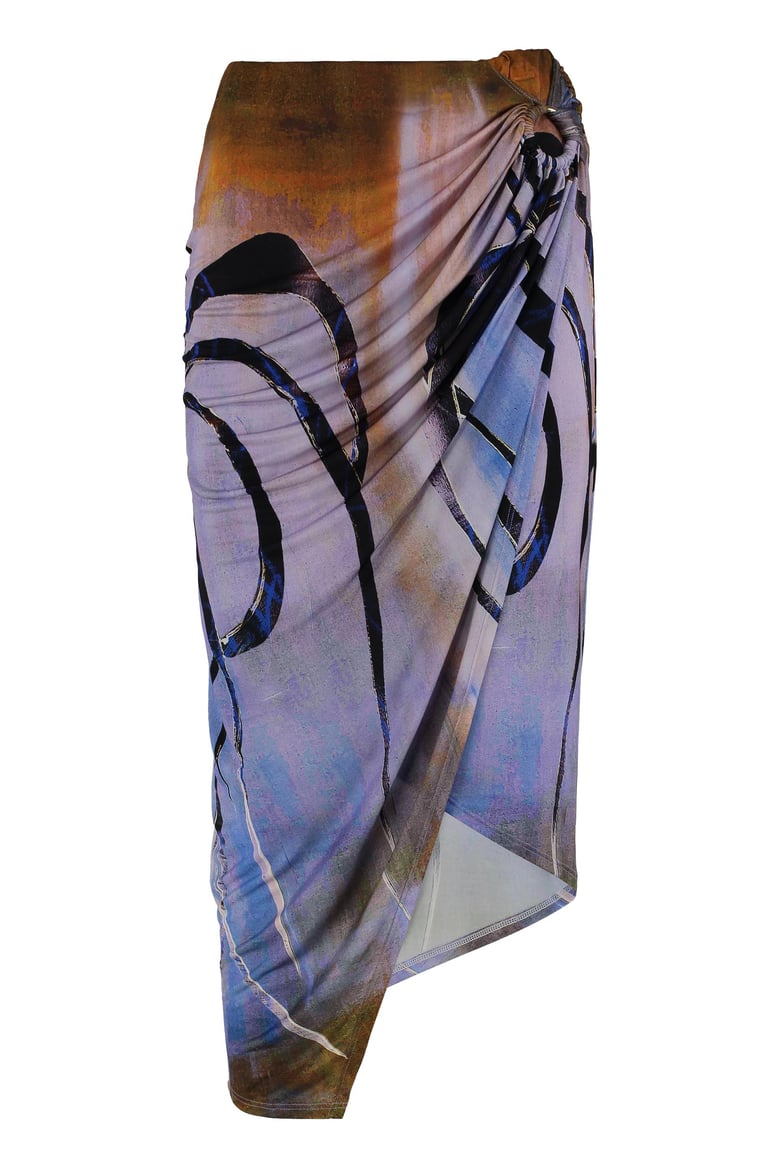 enigma printed midi skirt by Selfnex