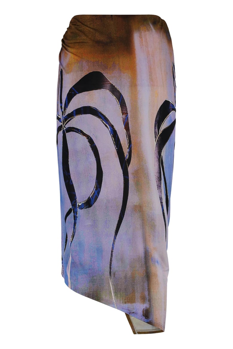 enigma printed midi skirt by Selfnex