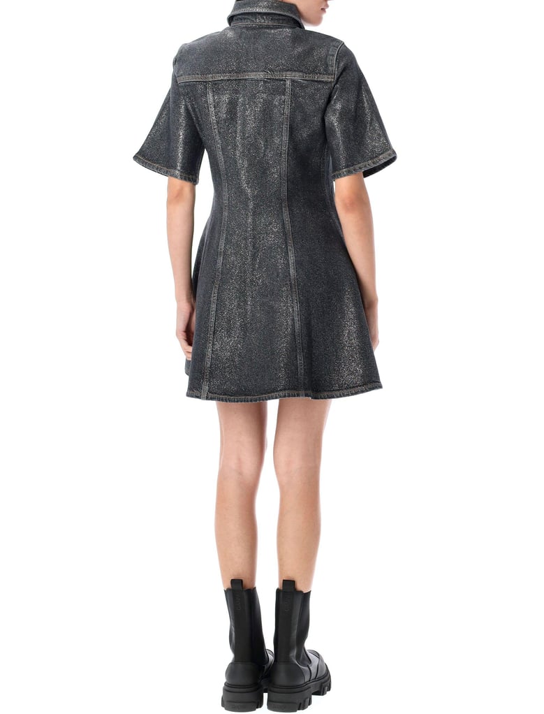 shimmery foil denim mini dress by Selfnex