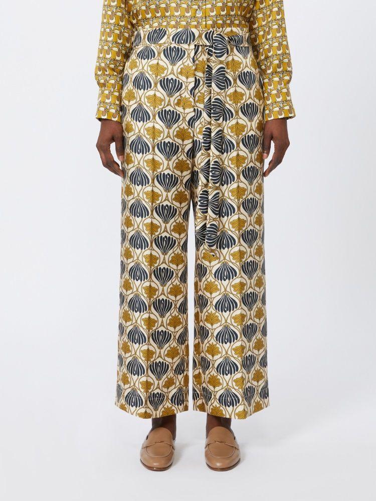 timec - printed silk fluid trousers by Selfnex