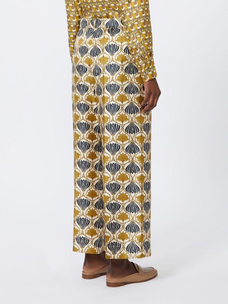 timec - printed silk fluid trousers by Selfnex
