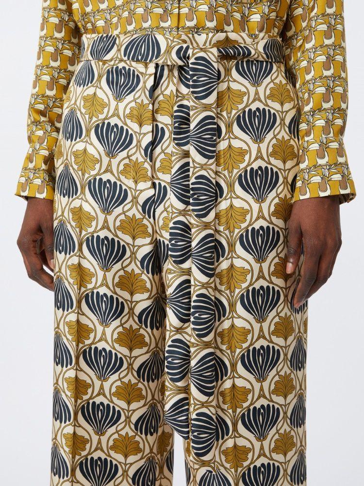 timec - printed silk fluid trousers by Selfnex