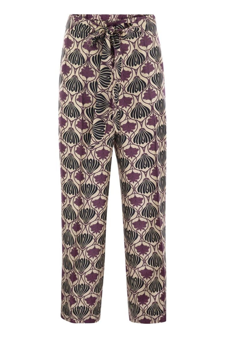 timec - printed silk fluid trousers by Selfnex
