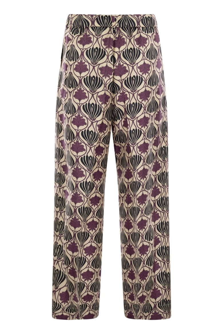 timec - printed silk fluid trousers by Selfnex