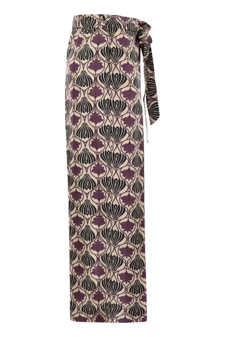 timec - printed silk fluid trousers by Selfnex