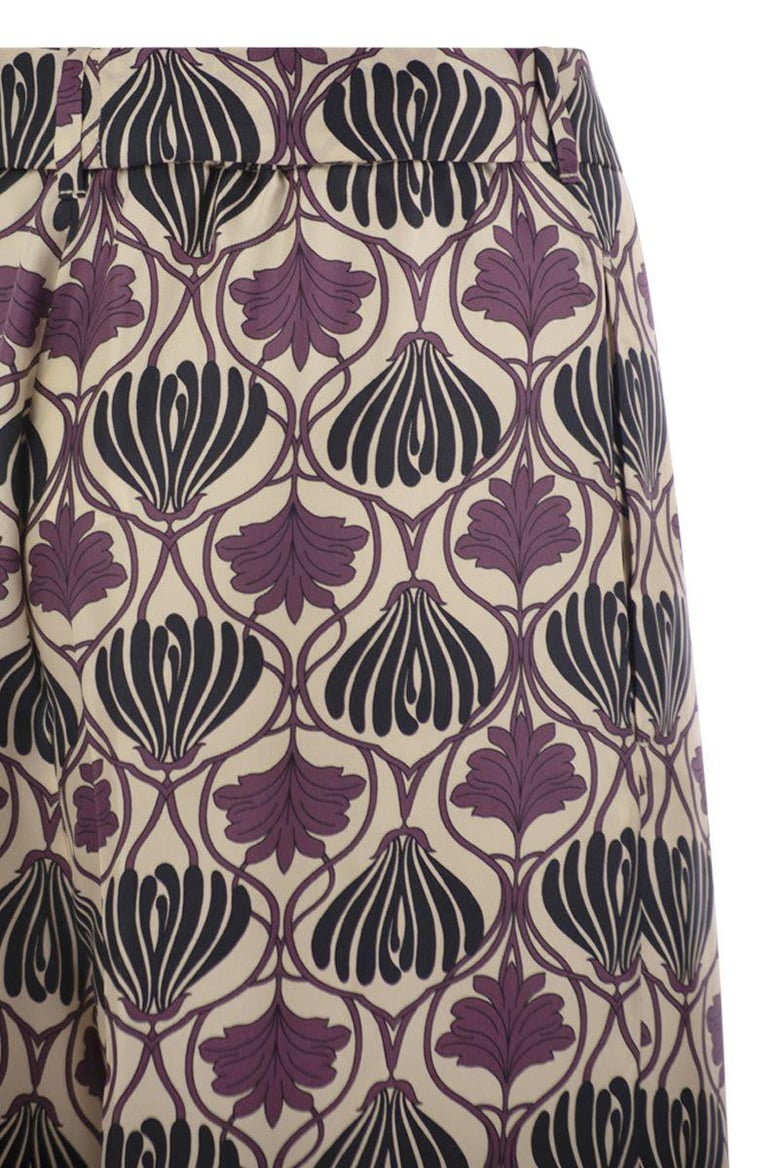 timec - printed silk fluid trousers by Selfnex