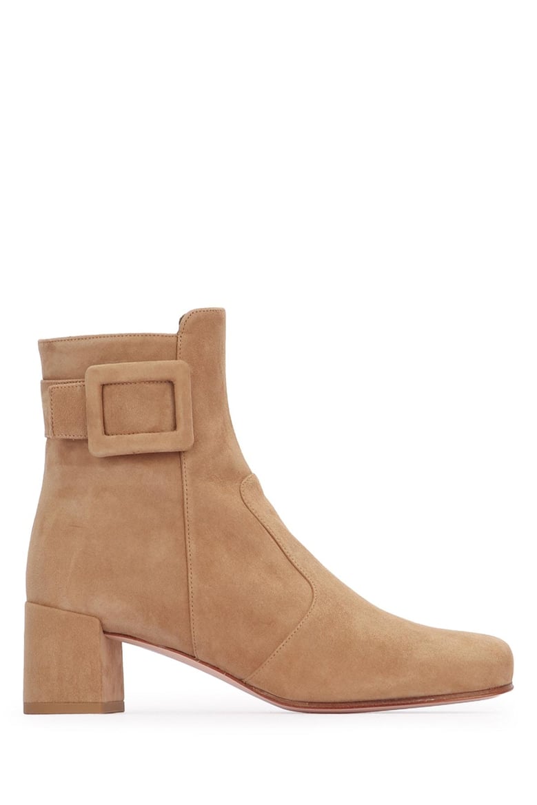 tobacco lined buckle suede boot by Selfnex
