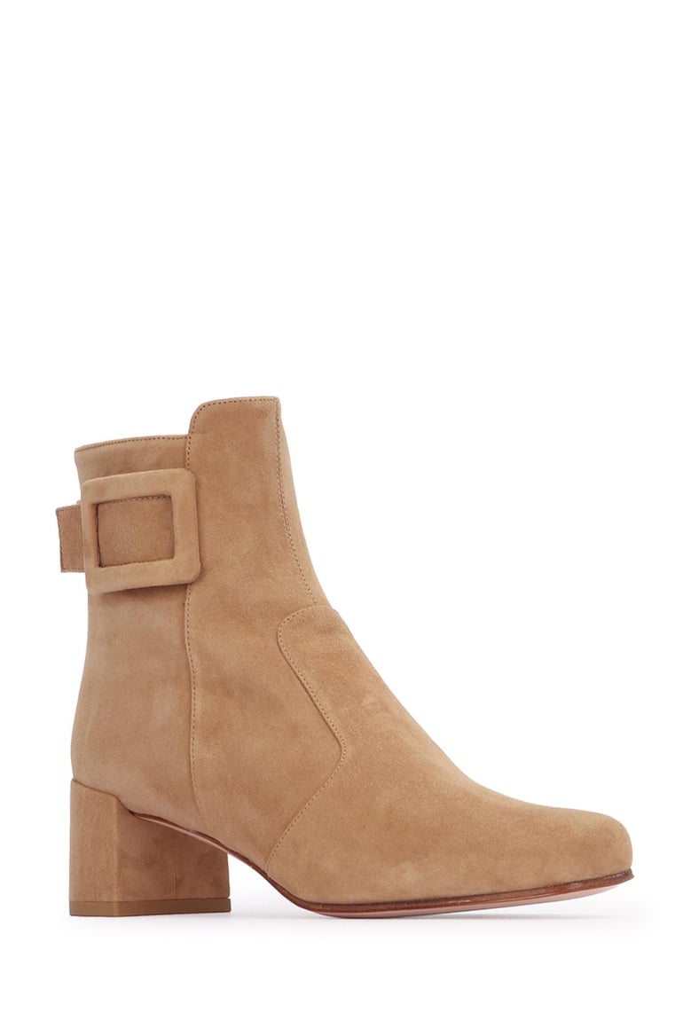 tobacco lined buckle suede boot by Selfnex