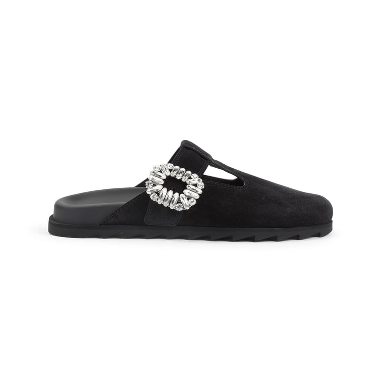 black suede mule slidy viv by Selfnex