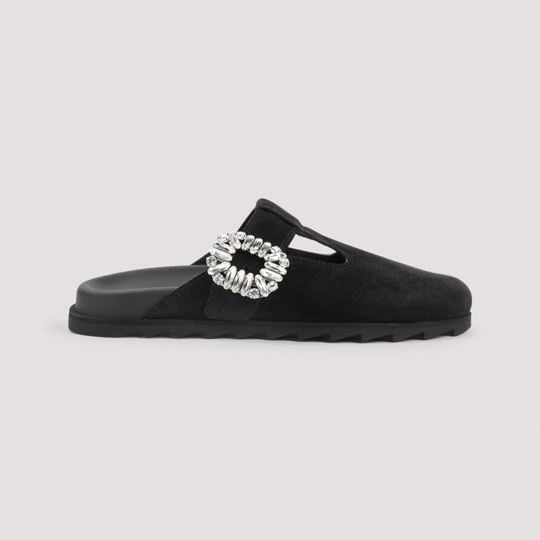 black suede mule slidy viv by Selfnex