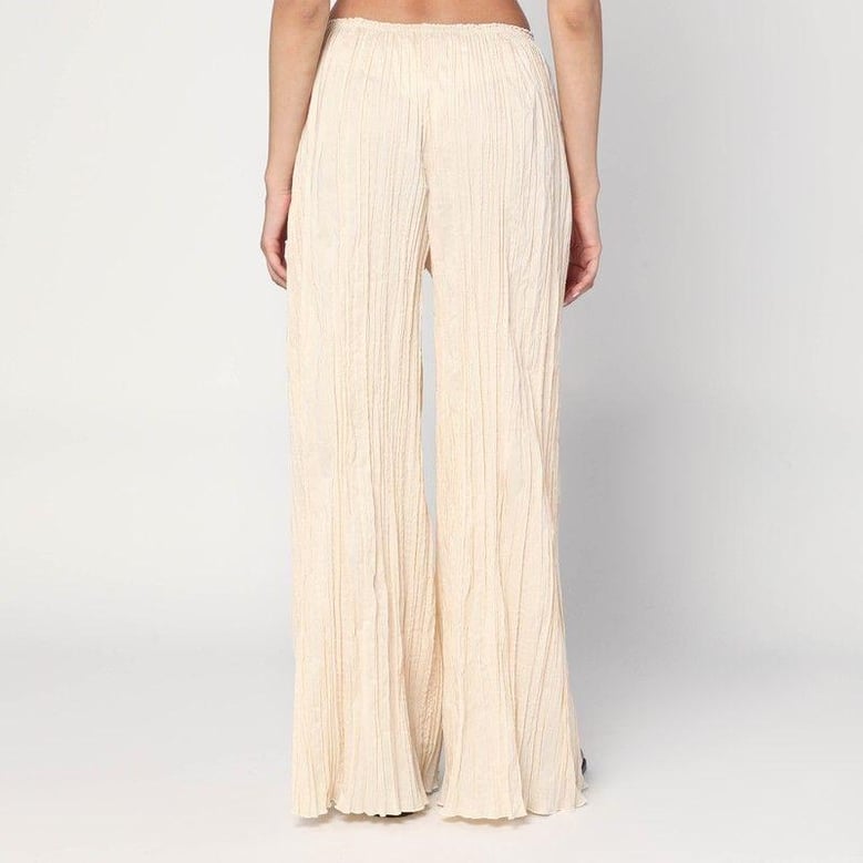pinola-atelier pleated fabric ivory trousers by Selfnex