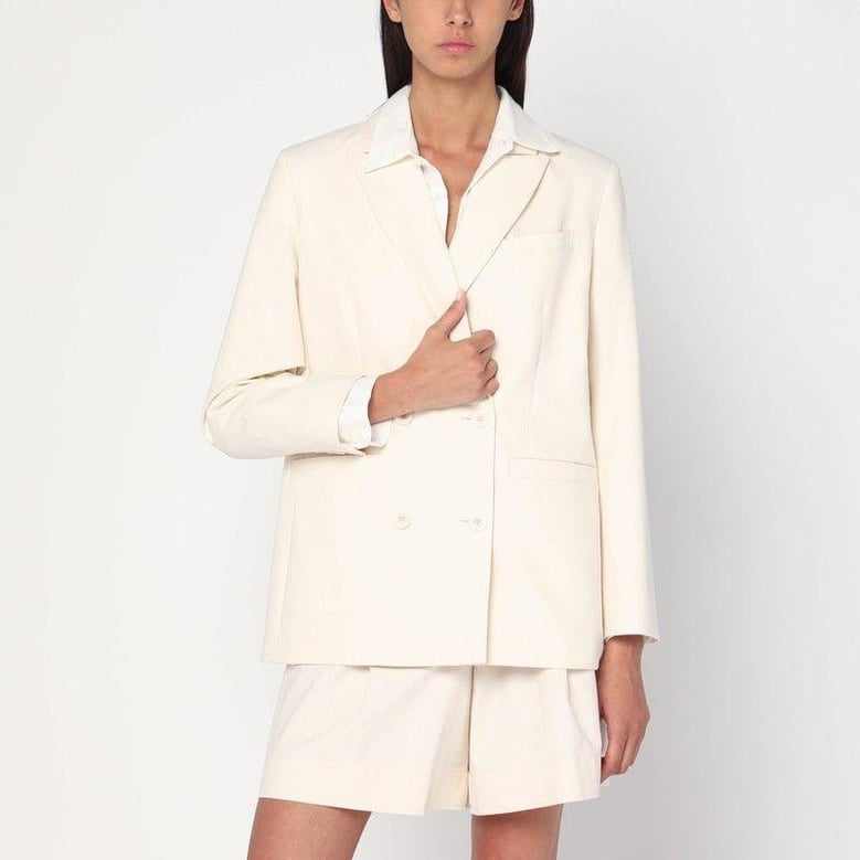 double-breasted jacket in écru cotton by Selfnex