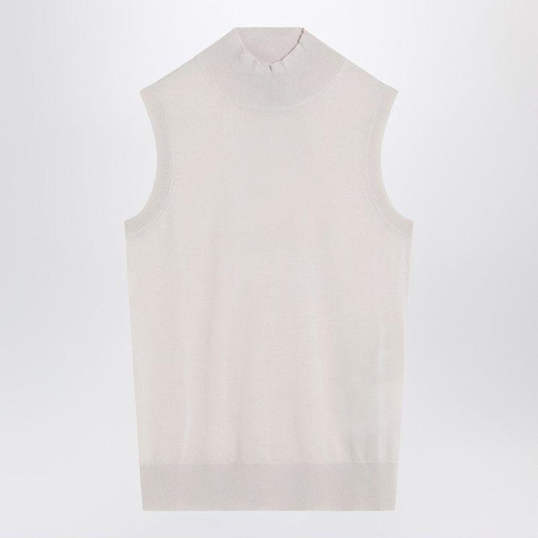 white turtleneck vest in wool by Selfnex