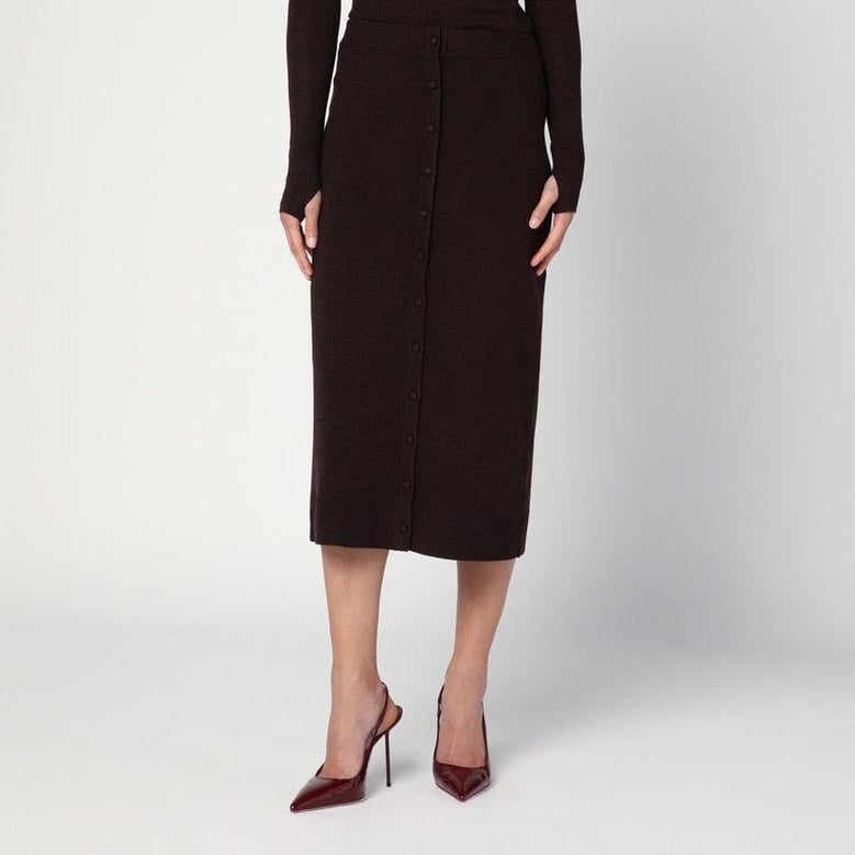 brown midi skirt in wool blend by Selfnex
