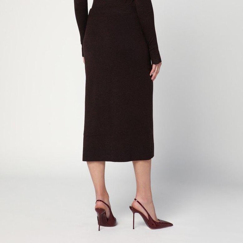 brown midi skirt in wool blend by Selfnex