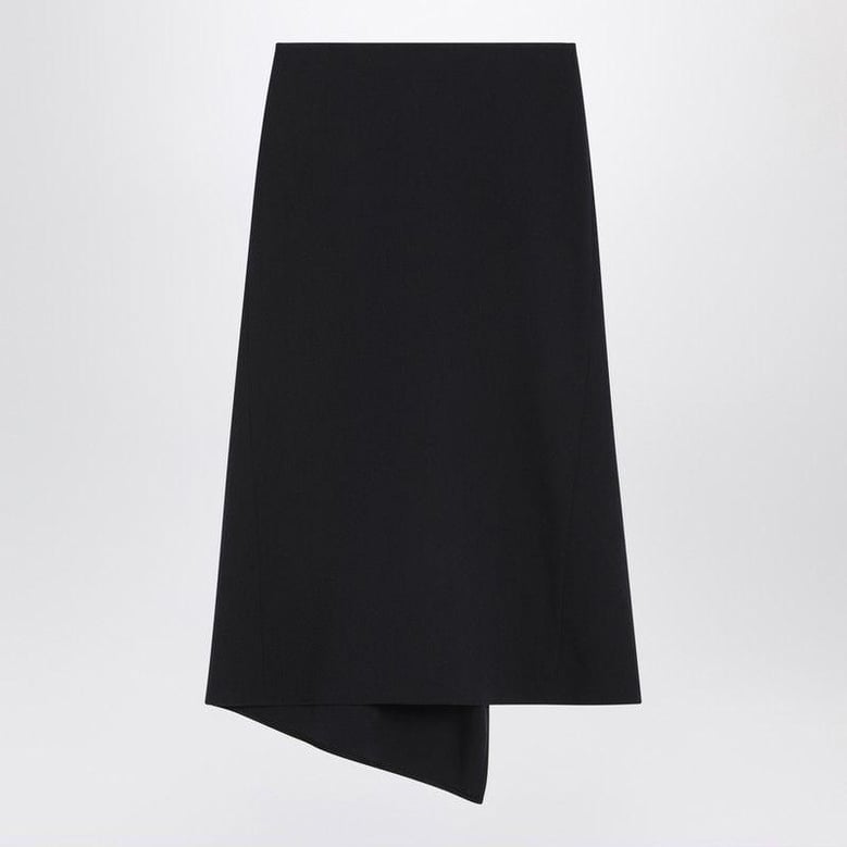 navy blue skirt in wool blend by Selfnex